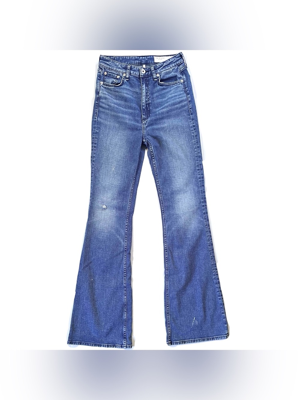 Women’s rag & bone Casey High Rise Flare Jeans in Denim Blue Malibu Wash (26) - Picture 2 of 16